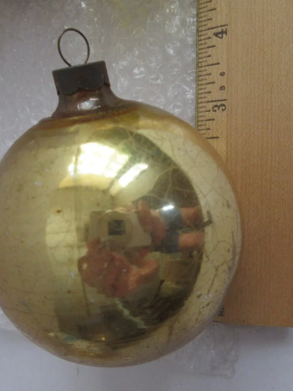 Glass Christmas Ornaments Vintage Made in USA Glitter Stencil & Solids Lot of 4